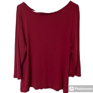 Talbots XLarge Boatneck Pullover 3/4 Sleeve Maroon Women’s Top Fall Autumn
